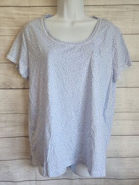 Carole Hochman L Blue Dot Sleep Tee Soft Cotton Lounge Cozy Chic